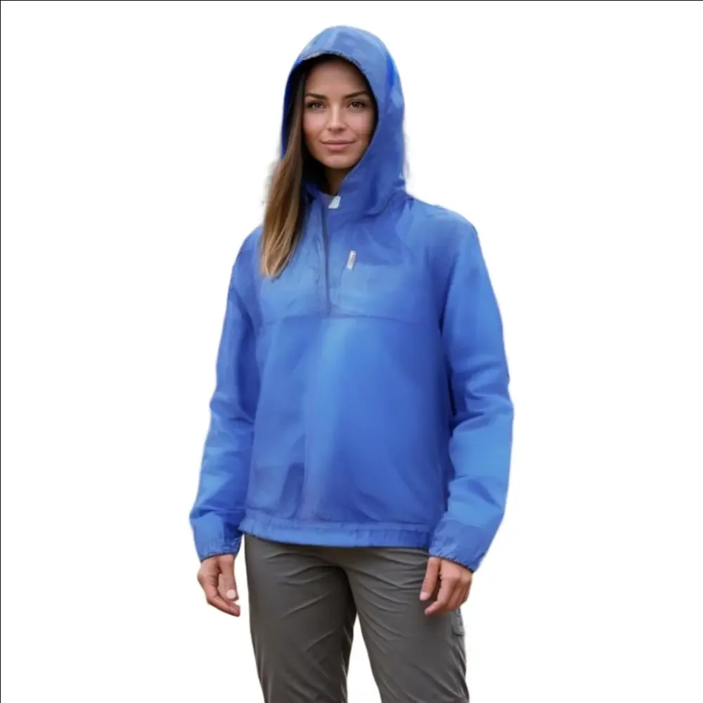 Vintage Nike Foldable Packable Windbreaker Hood Rain Electric Blue Light Jacket